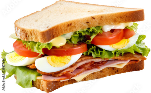 egg sandwich with salad isolated on white or transparent background,transparency 