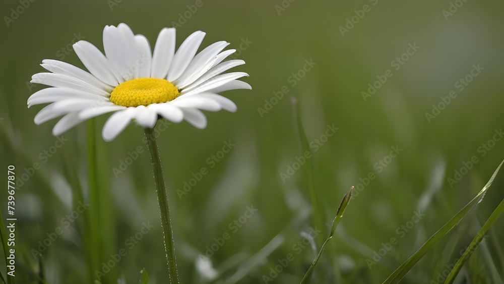 Vibrant Daisy Bloom Amidst Lush Green Grass, Nature’s Beauty Vibrant Daisy Bloom Amidst Lush Green Grass, Nature’s Beauty
