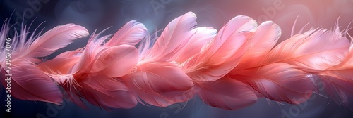 Banner textura de  hermosas plumas de ave color rosa suave