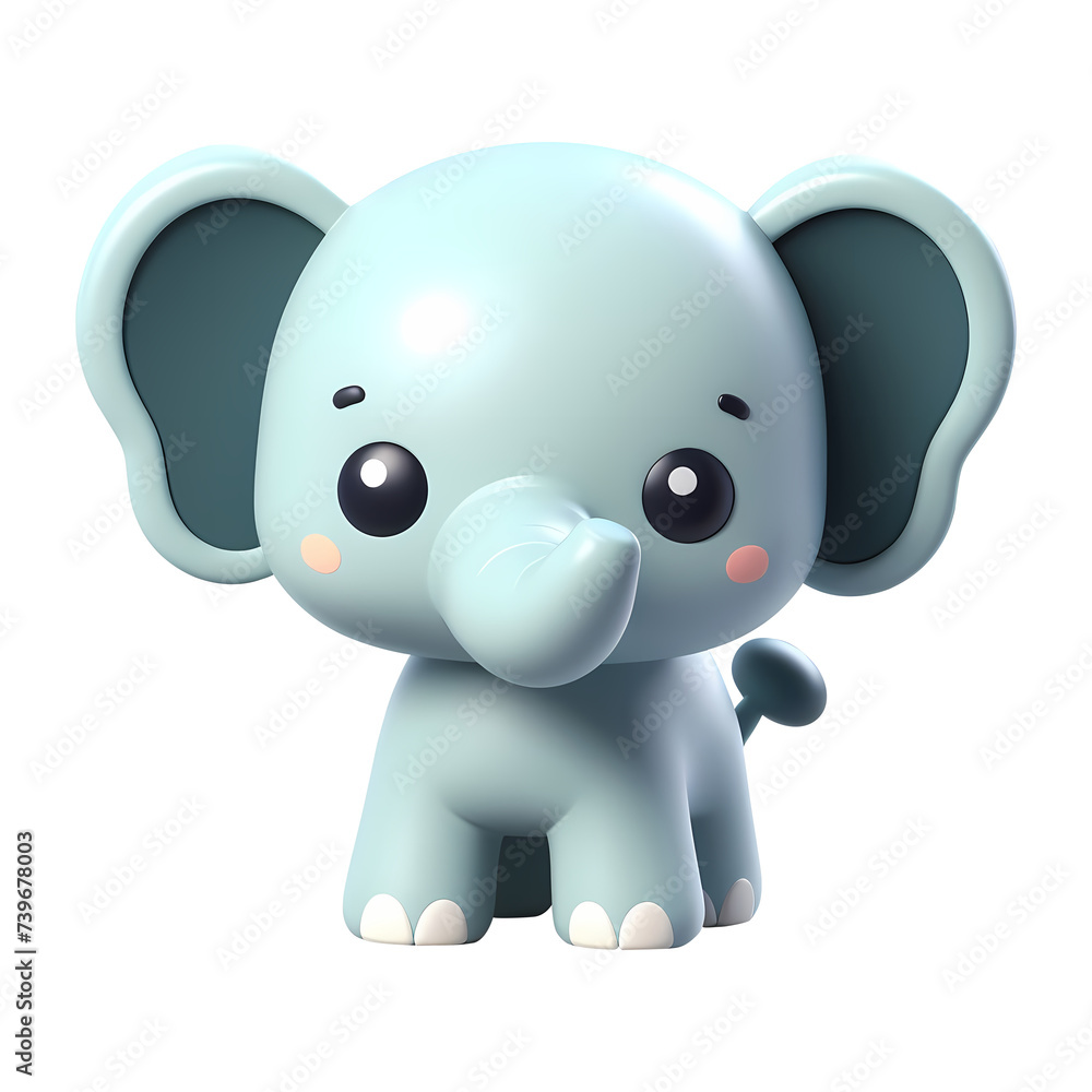 3d Elephant cartoon character. Realistic 3d high quality isolated render