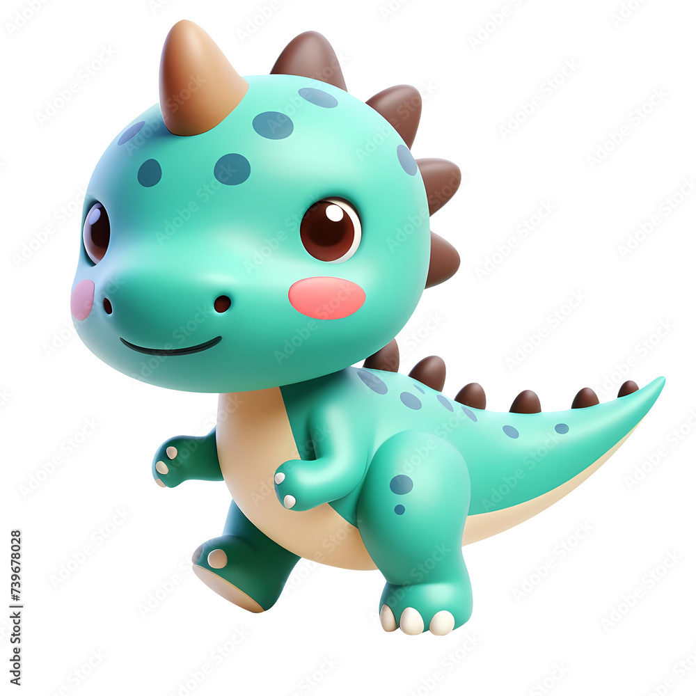 3d Dinosaur cartoon character. Realistic 3d high quality isolated render
