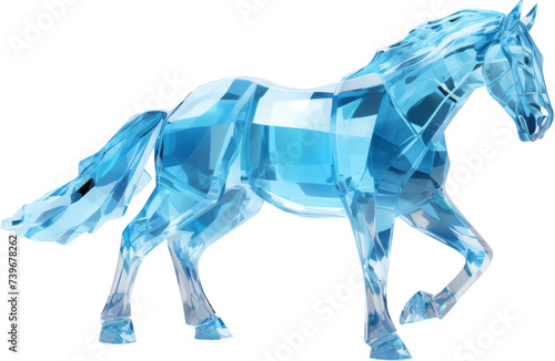 horse,sky blue crystal shape of horse,horse made of crystal isolated on white or transparent background,transparency 