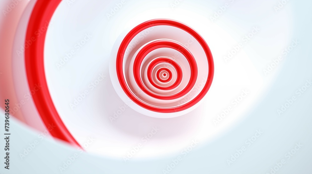 A digital illustration of a red and white spiral on a white background. 