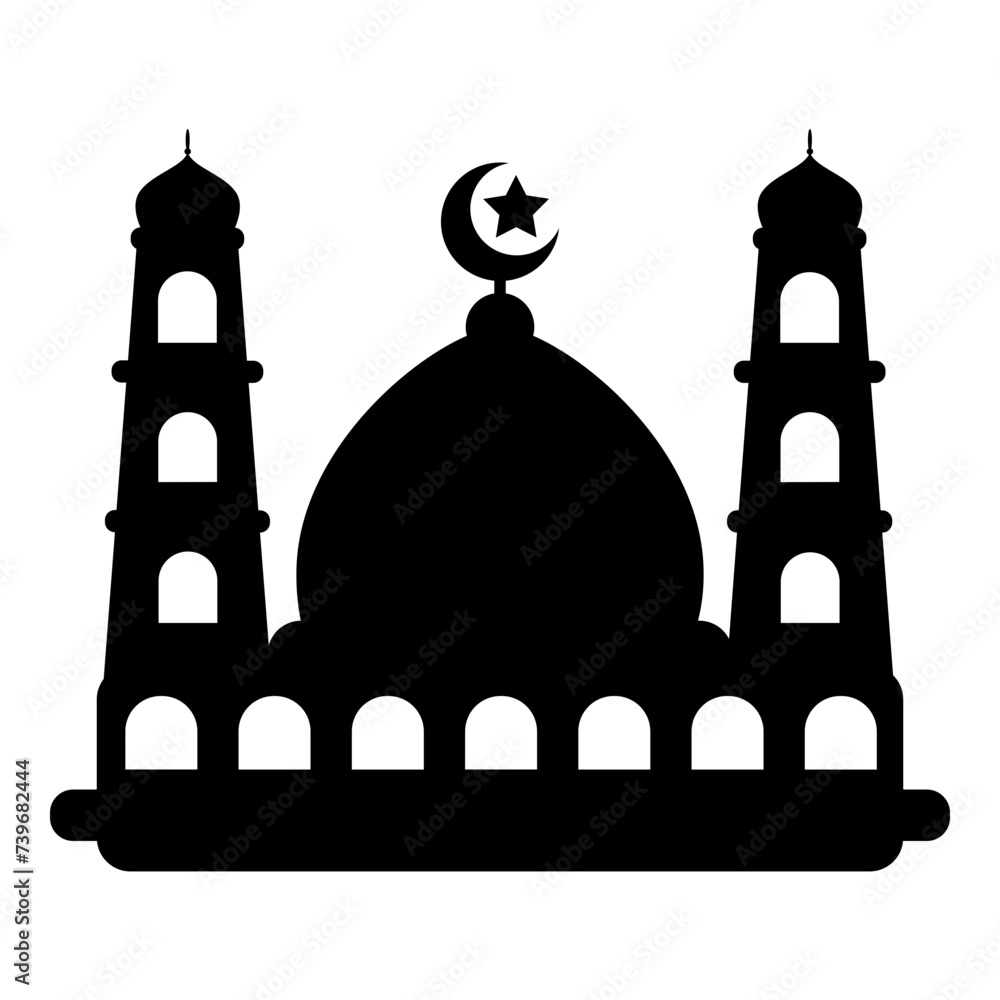 Mosque silhouette vector illustration black color