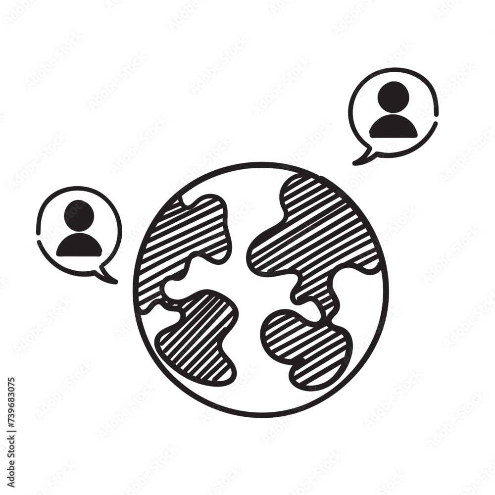 hand drawn doodle person location on map illustration