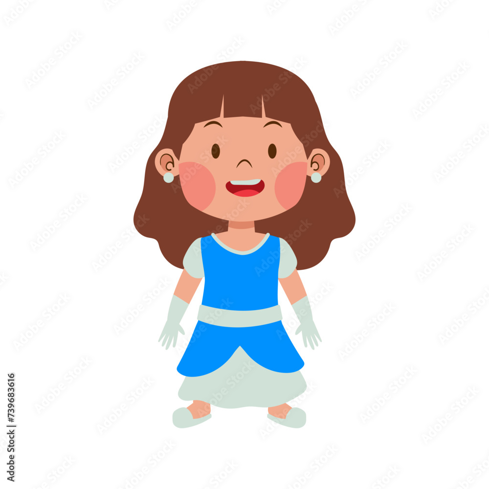beauty happy girl wear princess dress costume for party cute illustration beauty happy girl wear princess dress costume for party cute illustration