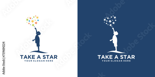 Logo Taking Stars Design Template Vector, taking stars love, Emblem, Design Concept, Creative Symbol, Icon
