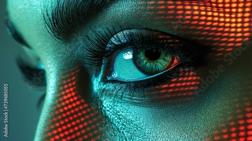 Cybernetic Vision: Human Eye under Red Binary Matrix