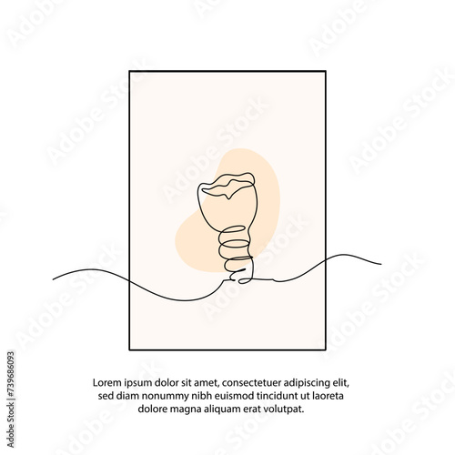 One line artificial dental poster drawing with frame. Abstract minimal continuous line wall decor.