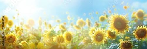 sunflowers on background blue