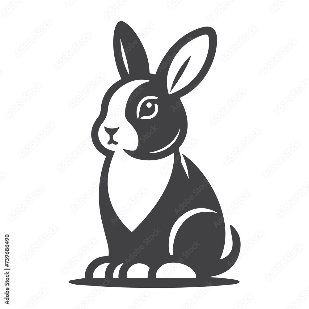 Fototapeta premium Rabbit Vector. Isolated rabbit shadow on a white background
