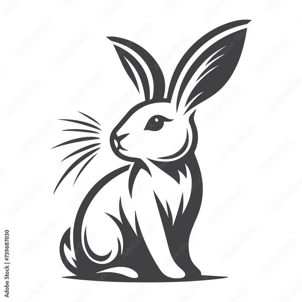 Obraz premium Rabbit Vector. Isolated rabbit shadow on a white background