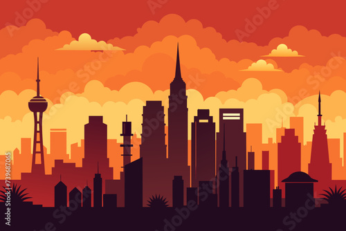 Minimalist City Skyline Silhouette - Simple Urban Landscape Outline