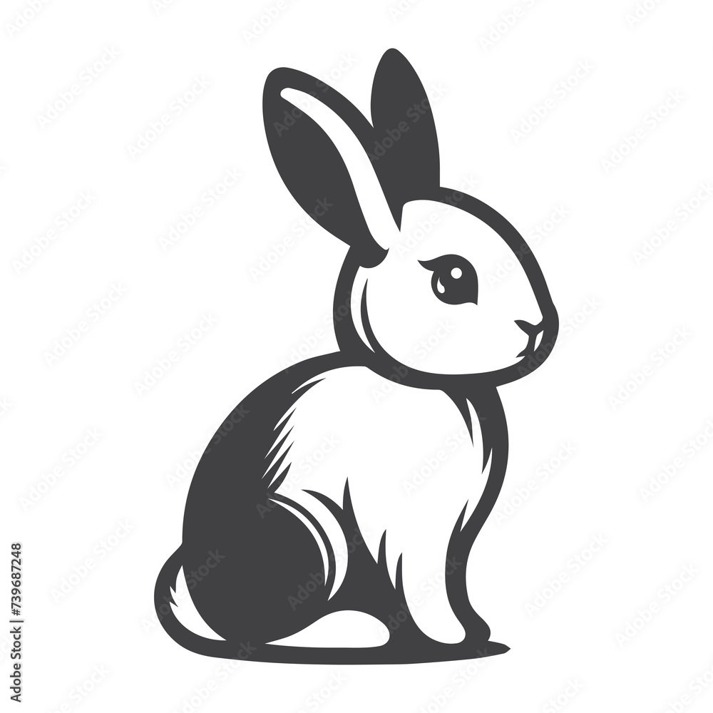 Rabbit Vector. Isolated rabbit shadow on a white background Rabbit Vector. Isolated rabbit shadow on a white background