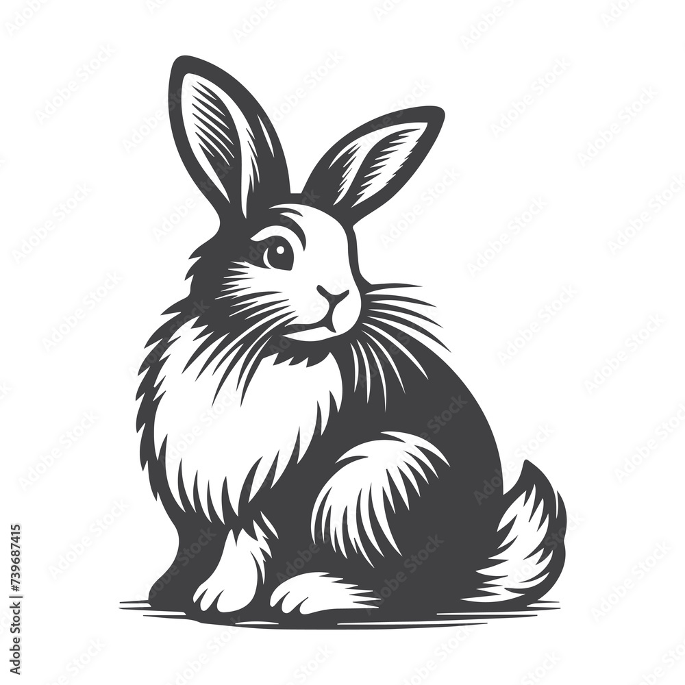 Obraz premium Rabbit Vector. Isolated rabbit shadow on a white background