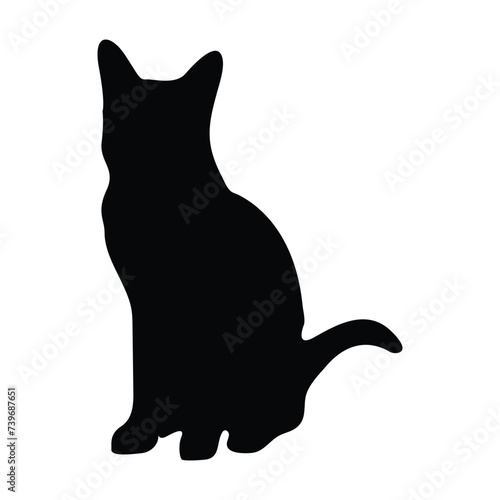 Cat Vector isolated silhouette - on white background Instant Digital Download.