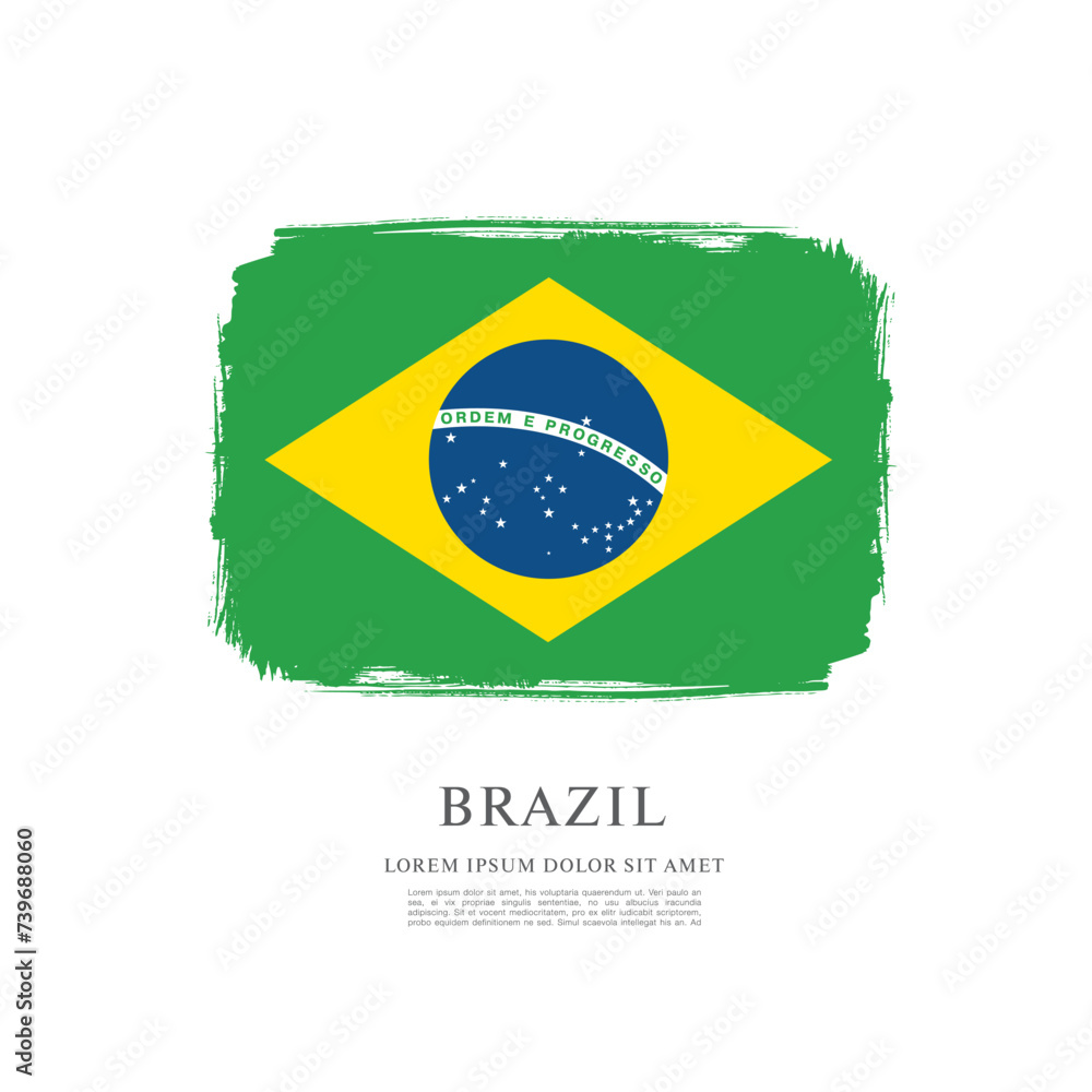 Fototapeta premium Flag of Brazil, brush stroke background