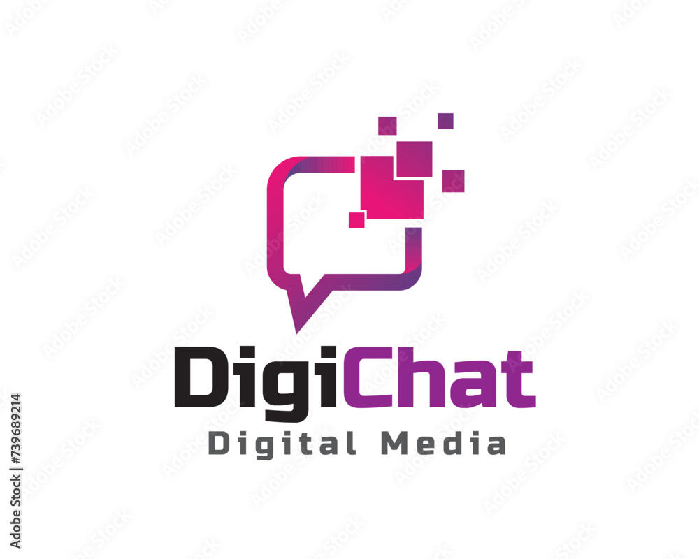 Chat data transfer data pixel communication logo icon symbol design template illustration inspiration Chat data transfer data pixel communication logo icon symbol design template illustration inspiration