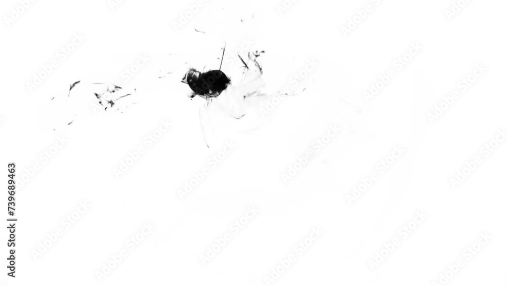 Splashes spread black ink water Splashes spread black ink water