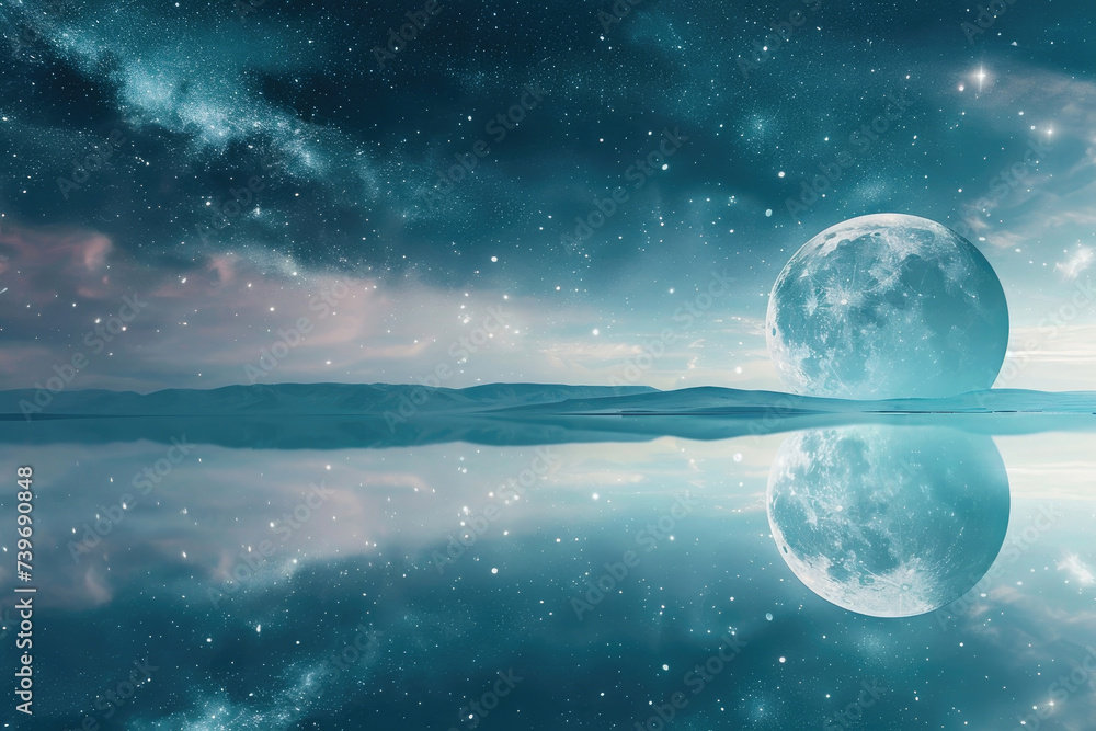 Reflective imagery capturing the serene beauty of astronomical phenomena