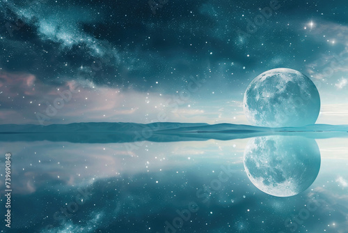 Reflective imagery capturing the serene beauty of astronomical phenomena