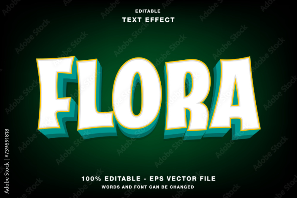 Flora 3D Editable Text Effect Template Style Premium Vector