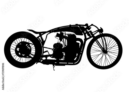 Old big bike on white background