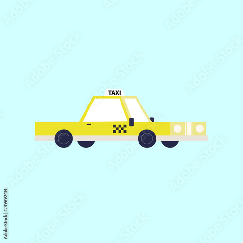 Flat Design Yellow Taxi: Urban Transportation Concept