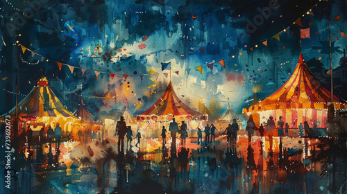 Colorful carnival watercolour. Holiday celebration