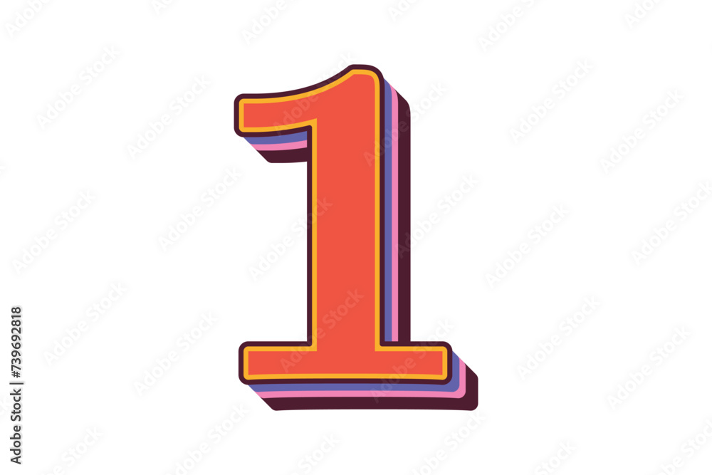 Number Retro Flat Sticker Design Number Retro Flat Sticker Design