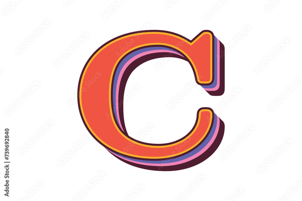 Alphabet Retro Flat Sticker Design Alphabet Retro Flat Sticker Design