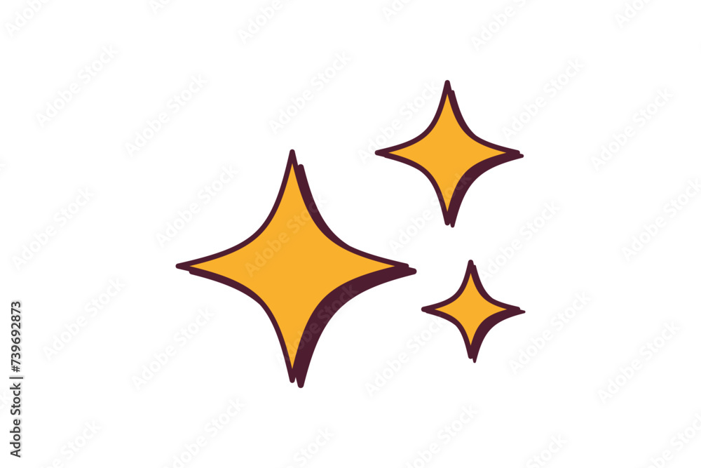 Star Retro Flat Sticker Design Star Retro Flat Sticker Design