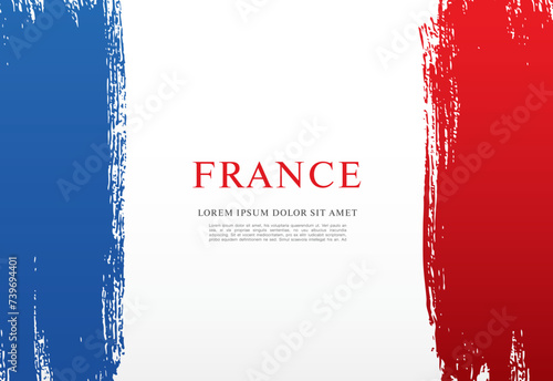 Photography Flag of France, vector illustration, brush stroke background