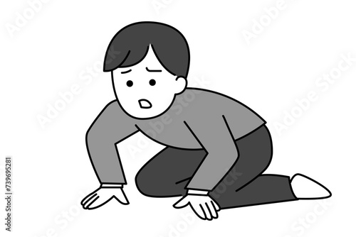 土下座しながら言い訳をする夫のシンプルイラスト