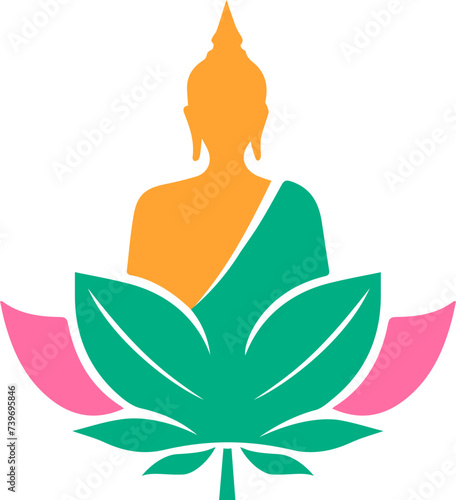 goutama buddha and lotus logo, symbol, icon