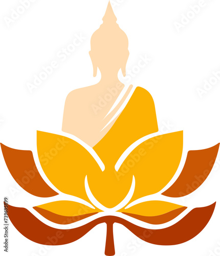 goutama buddha and lotus logo, symbol, icon