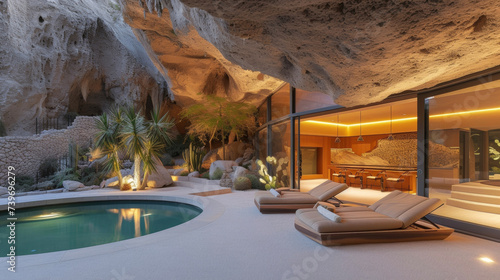 Built into the side of a cliff this innovative subterranean home features a unique indooroutdoor living concept with a courtyard and pool surrounded by natural rock formations. © Justlight