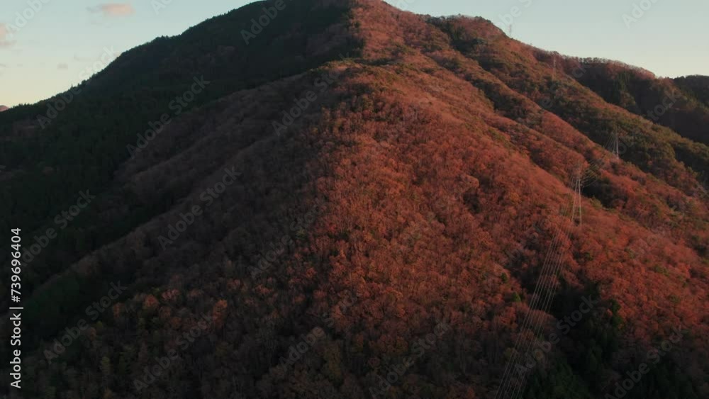 Aerial Drone Slow Motion of Mountain Range Full of Trees Skyline in Hyogo Japan Aerial Drone Slow Motion of Mountain Range Full of Trees Skyline in Hyogo Japan