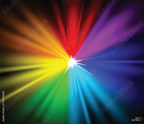 Colorful glowing bright light background or rainbow shining star sparkling concept. 3D Illustration