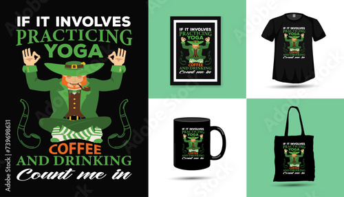 ST Patricks day yoga meditation t-shirt design vector