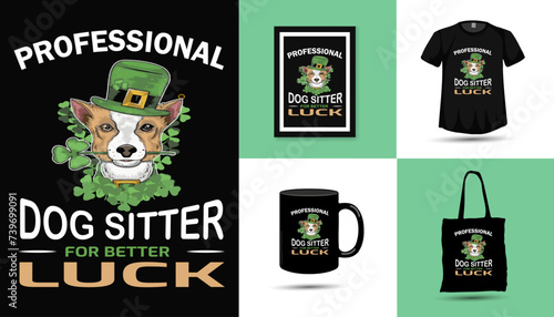 ST Patrick's day dog sitter t-shirt design vector