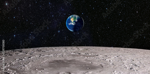 Fototapeta Naklejka Na Ścianę i Meble -  The Earth as Seen from the Surface of the Moon 