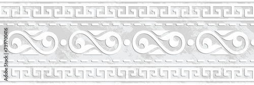 Ethnic seamless border, light gray background on the theme of Turkic art, vector design, banner	
