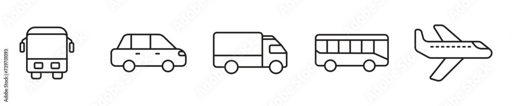 transport icon set, vector illustration on transparent background. transport icon set, vector illustration on transparent background.