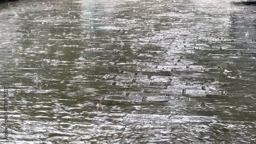 Close up rain drops during rain