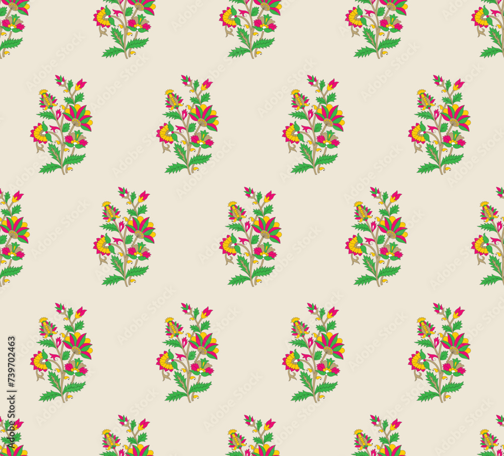 Indian Traditional booti floral seamless repeat pattern