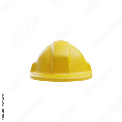 Yellow protective helmet 3D vector icon, cartoon safety hardhat, construction symbol, labor engineer headwear equipment