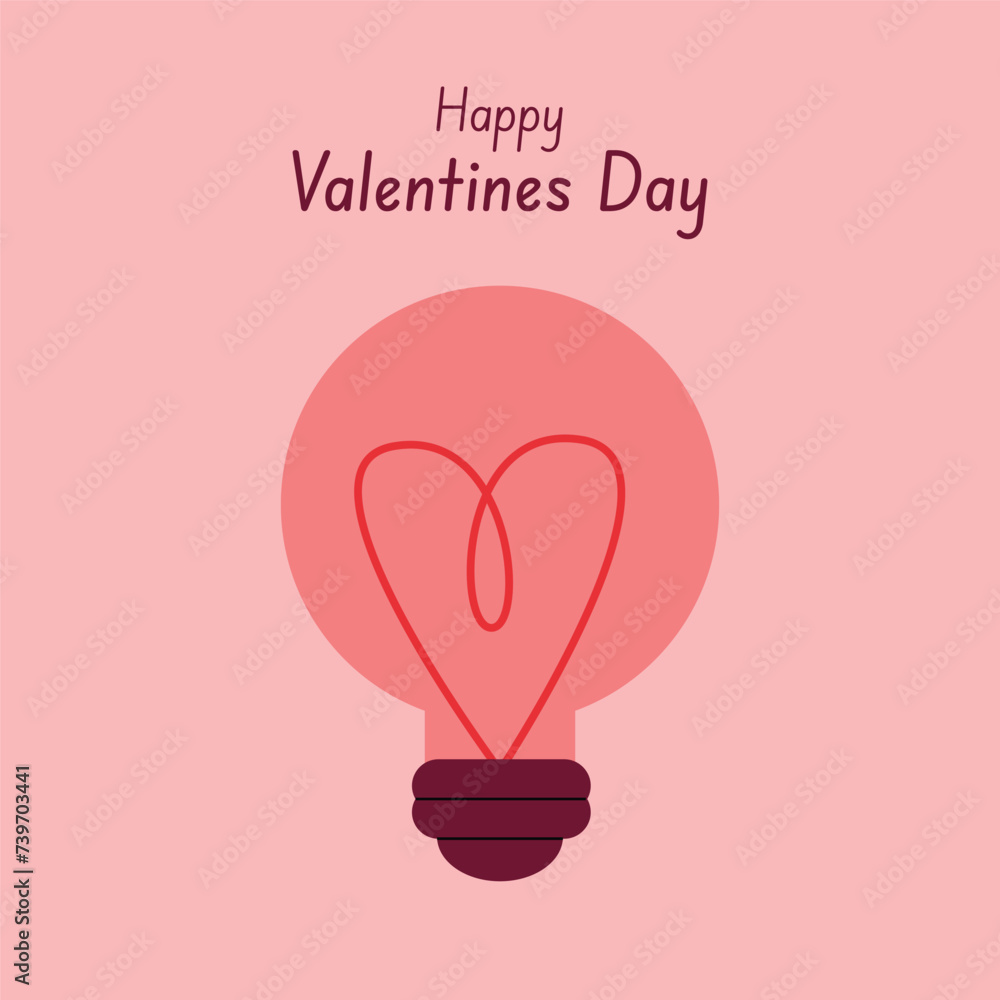 Valentines Day illustration with lightbulb