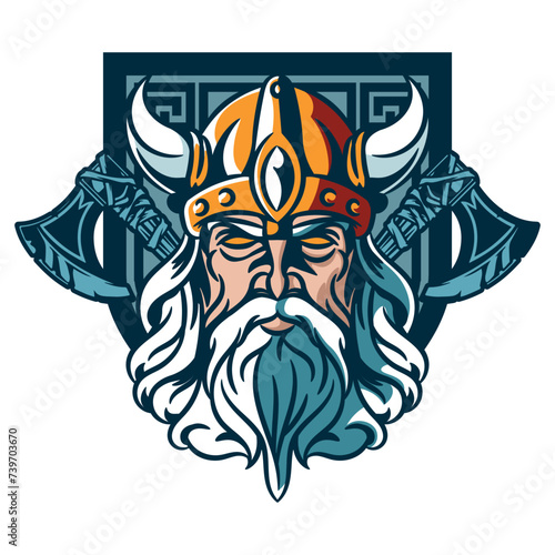 Fototapeta Naklejka Na Ścianę i Meble -  Viking Mascot Logo Design