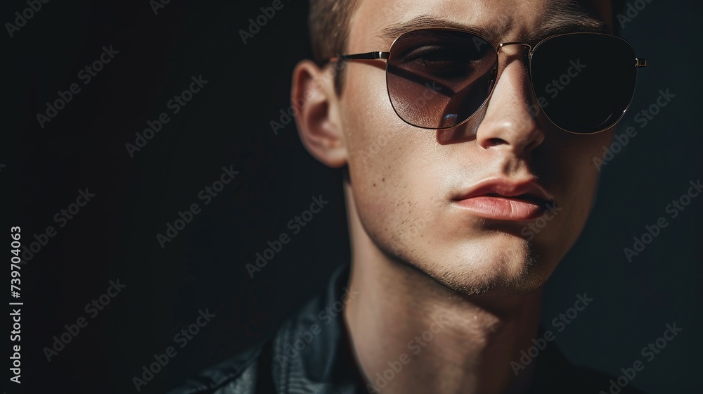 portrait of young man with sunglasses portrait of young man with sunglasses